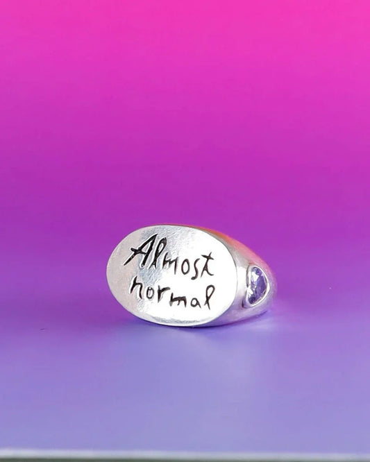 almost normal ring, handmade sterling silver ring handmade with wax carving technique, by Fake Plastic Love