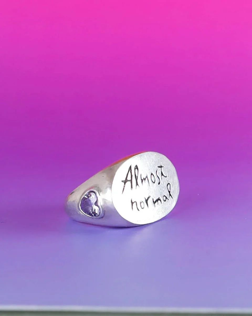 almost normal ring, handmade sterling silver ring handmade with wax carving technique, by Fake Plastic Love