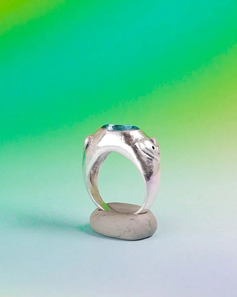 two hearts sterling silver ring, handmade with wax carving technique, by Fake plastic love