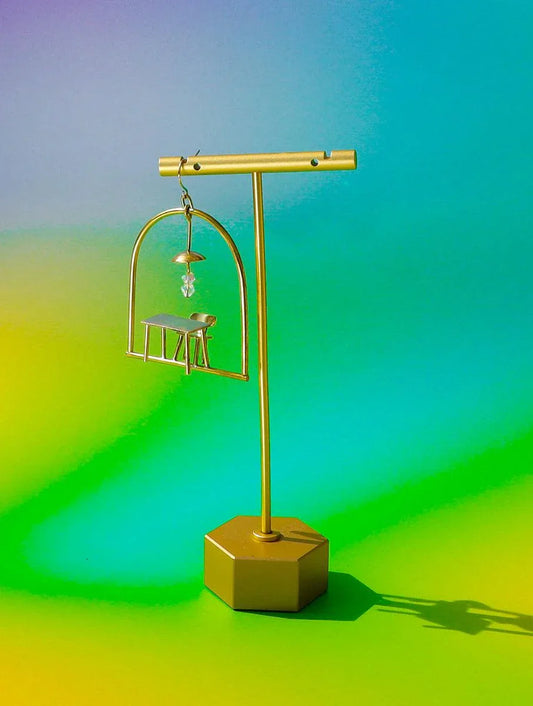 Dinner For One Earring, miniature furniture handmade jewellery, by fake plastic love