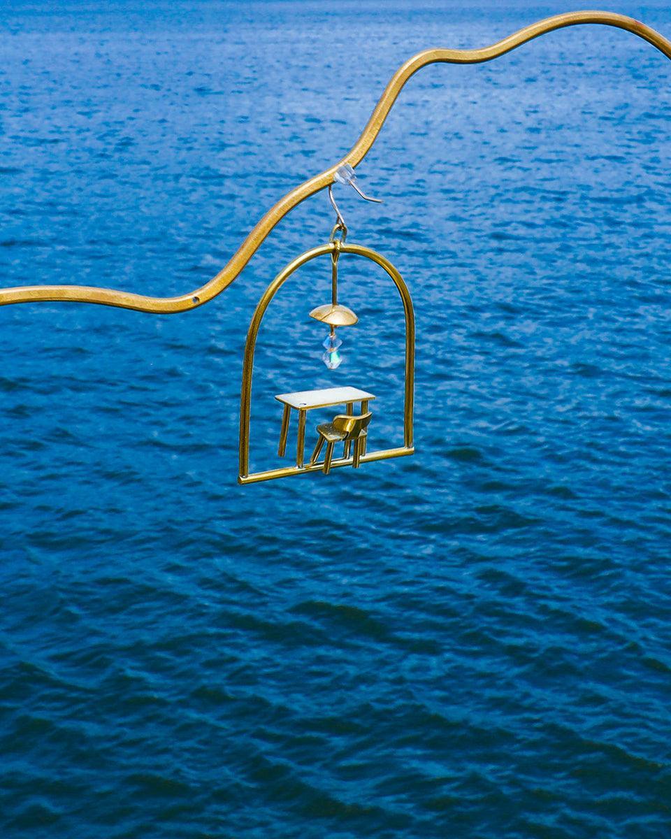 Dinner For One Earring, miniature furniture handmade jewellery, by fake plastic love