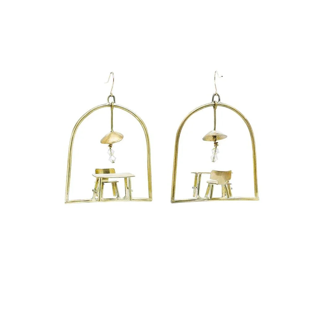 Dinner For One Earring, miniature furniture handmade jewellery, by fake plastic love