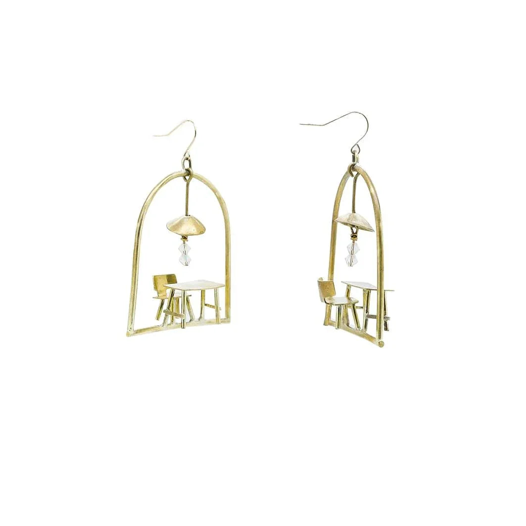 Dinner For One Earring, miniature furniture handmade jewellery, by fake plastic love