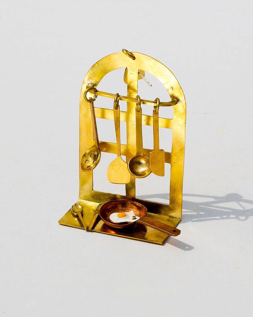 there is food at home earring, miniature kitchen jewellery with vitreous enamel egg, handmade by fake plastic love
