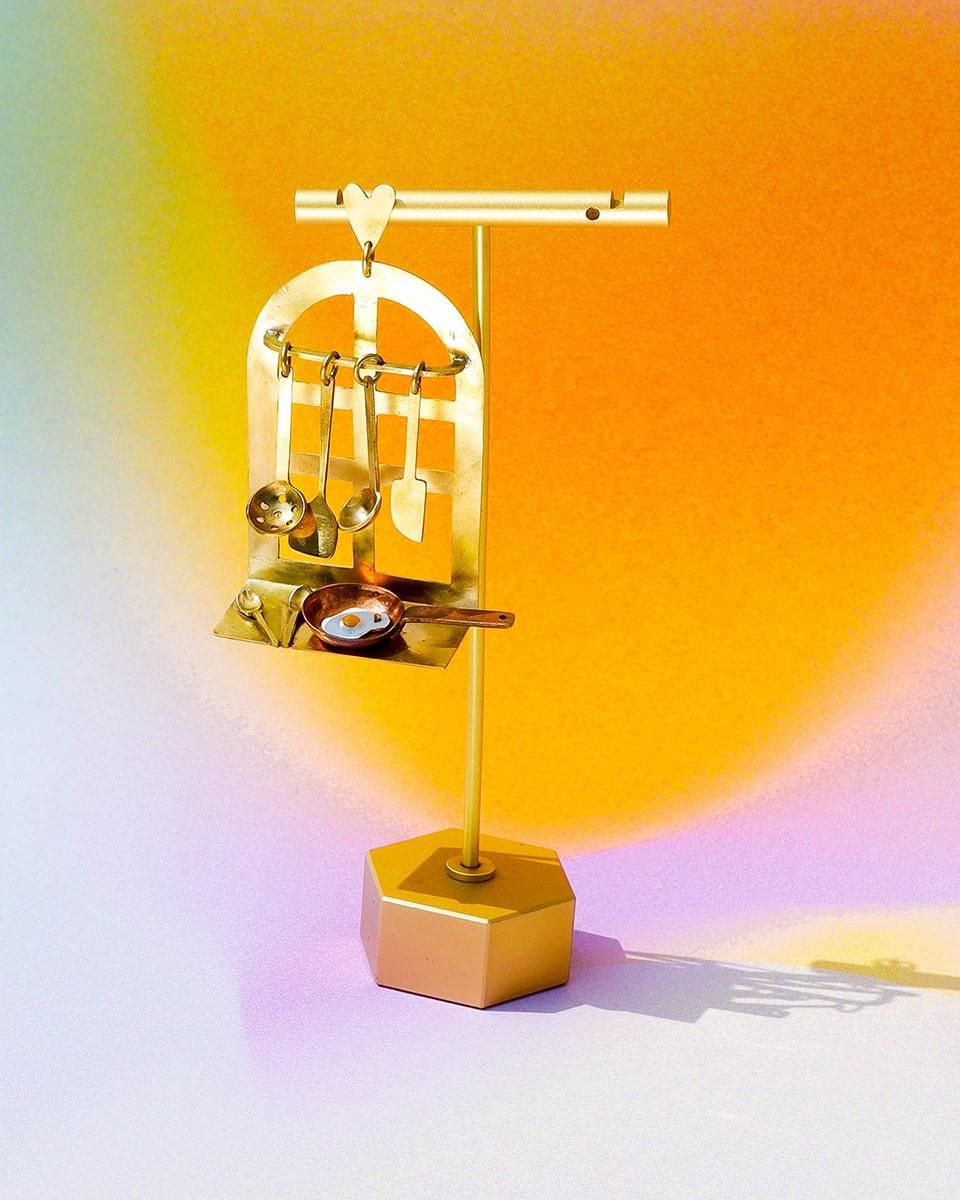 there is food at home earring, miniature kitchen jewellery with vitreous enamel egg, handmade by fake plastic love