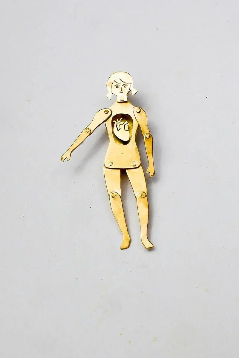 The Person With A Big Heart, handmade articulated doll earring, by fake plastic love