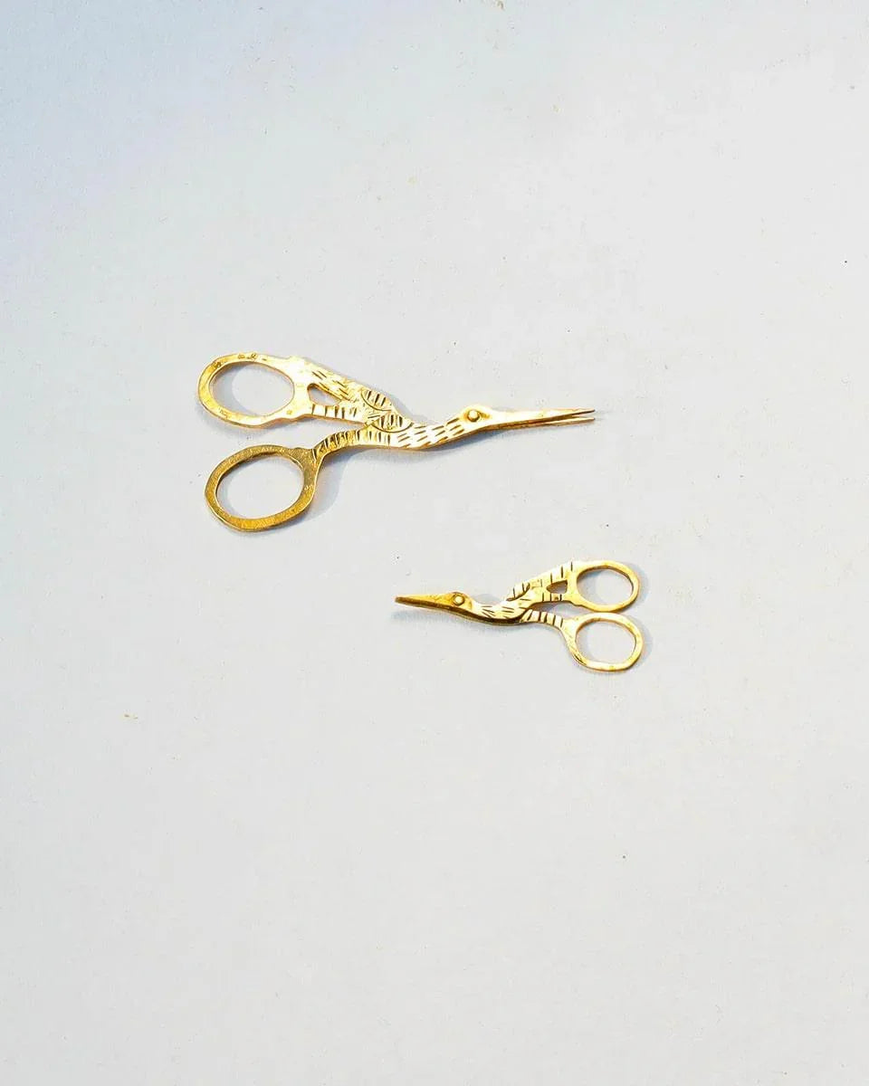 Embroidery Stork Scissors Earring