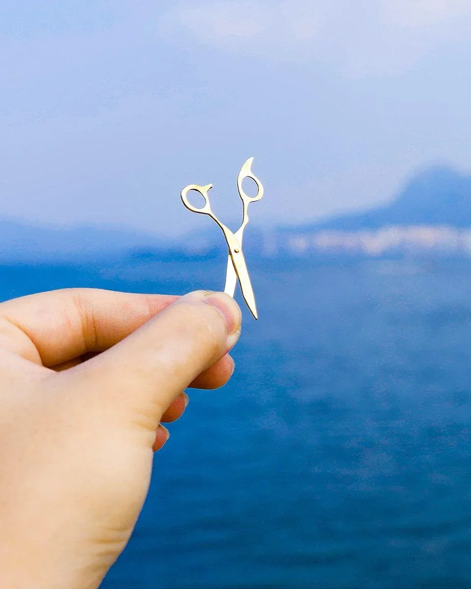 Hair Scissors Earring, miniature barber scissors with movable blades, handmade from brass, available in charm, by fake plastic love
