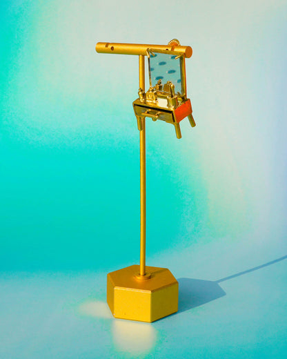 handmade miniature Vanity table Jewellery - Functional Drawer and Mirror Pendant/Earring in brass