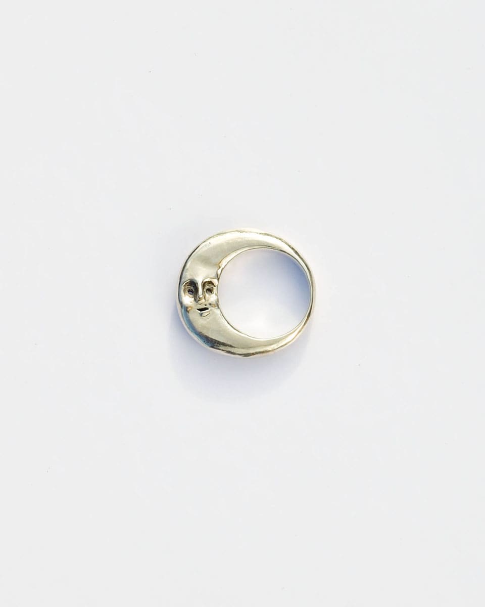 Solid sterling silver Celestial full Moon Ring for Mid-Autumn Festival, featuring moon faces on the sides symbolizing family reunion and harmony