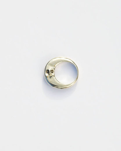 Solid sterling silver Celestial full Moon Ring for Mid-Autumn Festival, featuring moon faces on the sides symbolizing family reunion and harmony