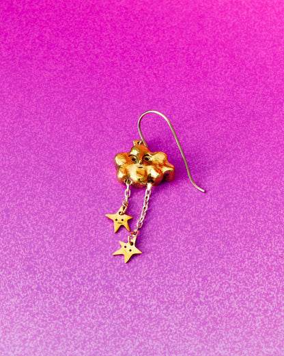 Shooting Stars Cloud earring in solid brass 