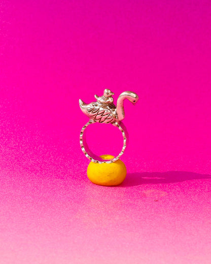 Swan and cygnet sterling silver ring from the With Stars as Witness collection