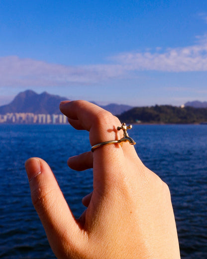 handmade miniature solid brass faucet ring that spins