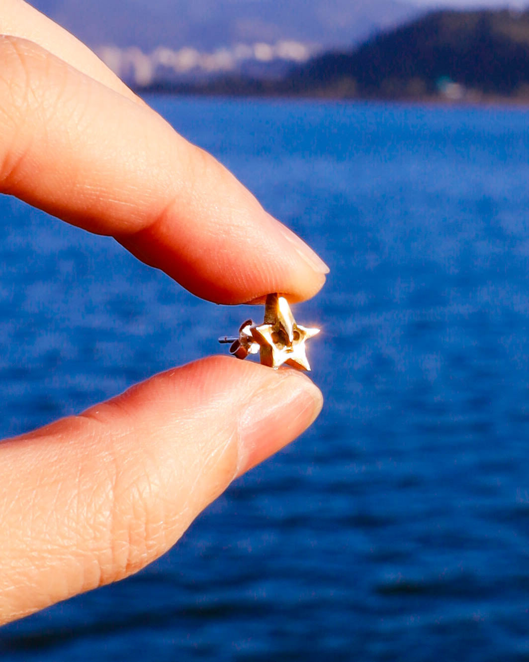 solid brass small star earing, handmade jewellery