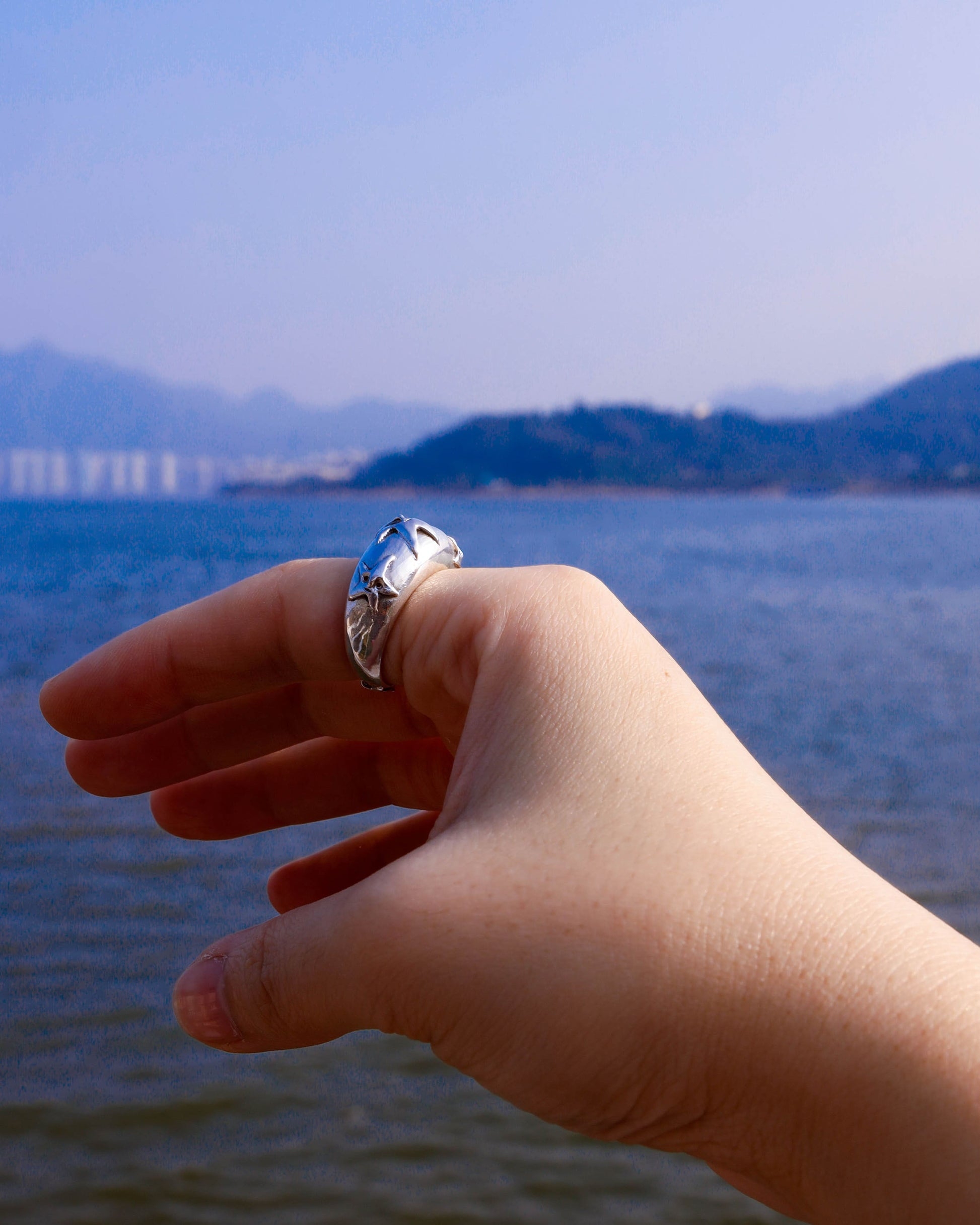 A Puke Of Stars Ring, a solid sterling silver ring with stars design on the signet ring