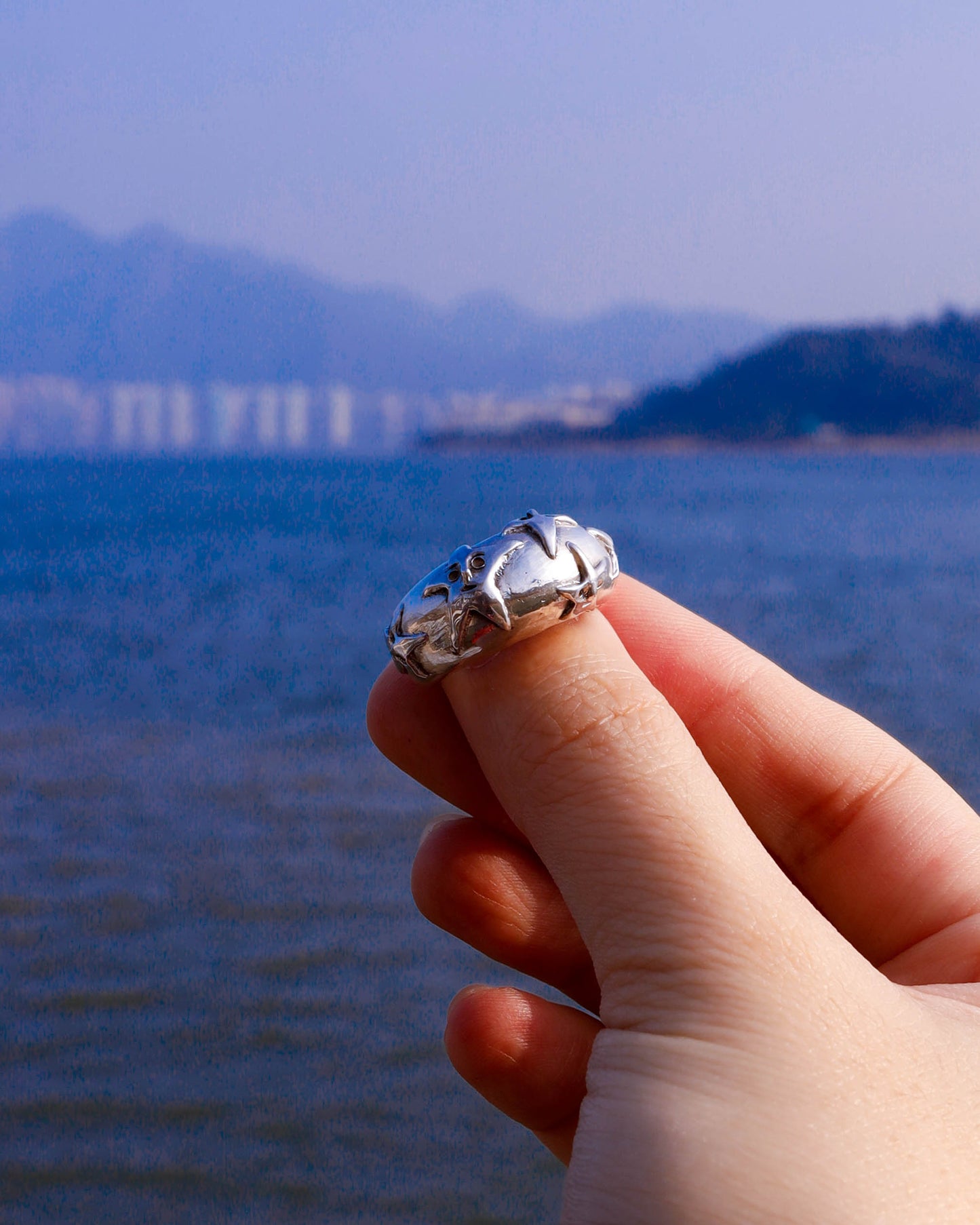 A Puke Of Stars Ring, a solid sterling silver ring with stars design on the signet ring