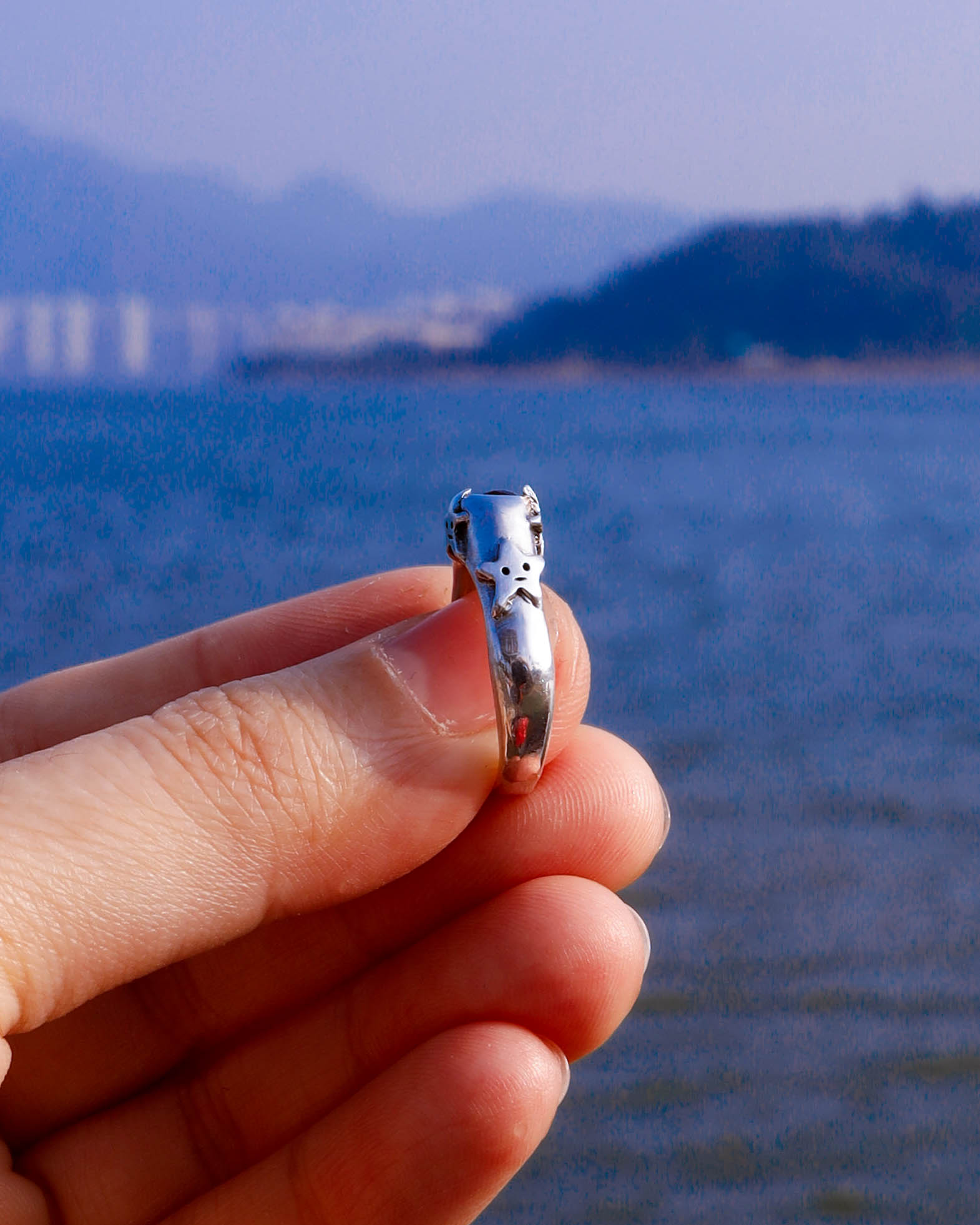 four stars sterling silver ring with a red garnet