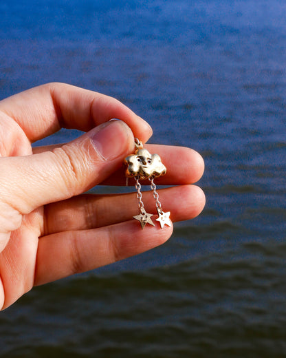 Shooting Stars Cloud earring/charm in solid brass and sterling silver
