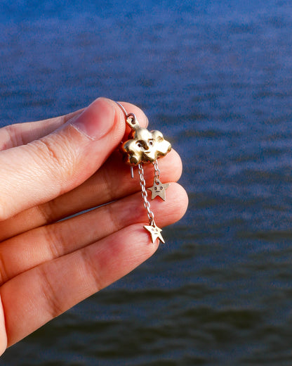 Shooting Stars Cloud earring/charm in solid brass and sterling silver