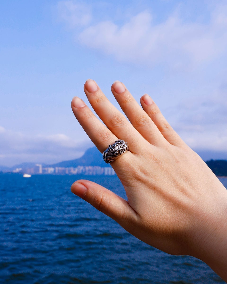 handmade fuck off sterling silver ring, made with lost wax casting, by Fake plastic love