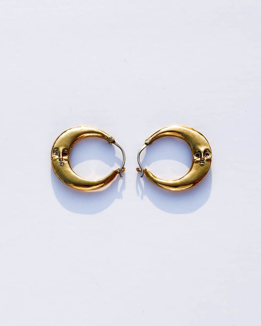 solid brass full moon hoops earrings, handmade earrings, symbolizes family reunion 