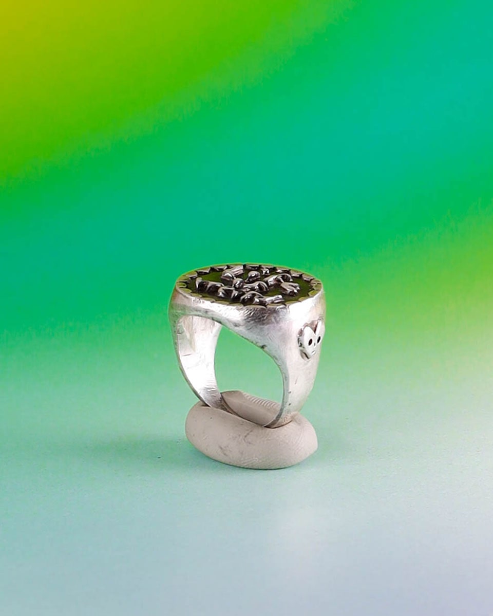 Life Is Weird Ring, handmade sterling silver ring, made in lost wax casting technique, by fake plastic love