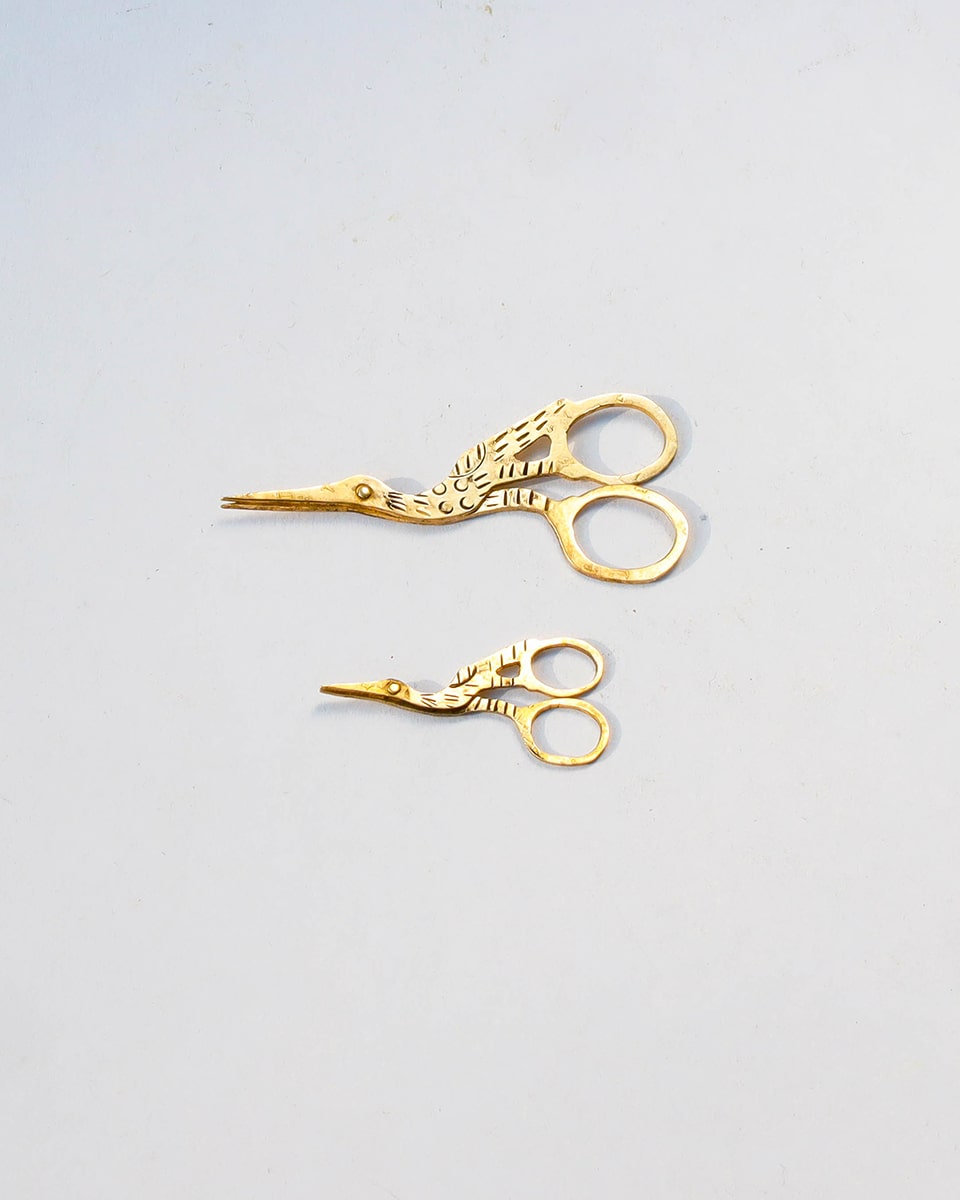 Embroidery Stork Scissors Earring